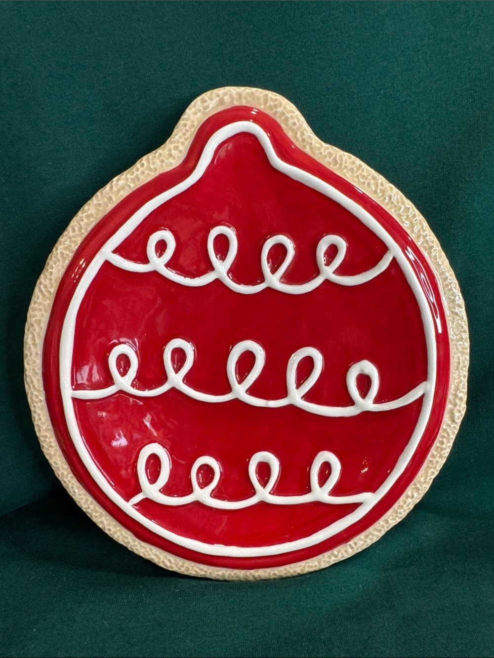Fitz & Floyd Santa's Kitchen Red Christmas Ornament Ceramic Cookie/Snack Plate